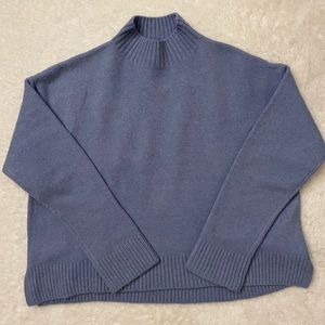 Uniqlo Souffle Mock Neck Oversized Sweater, Blue, Women Small